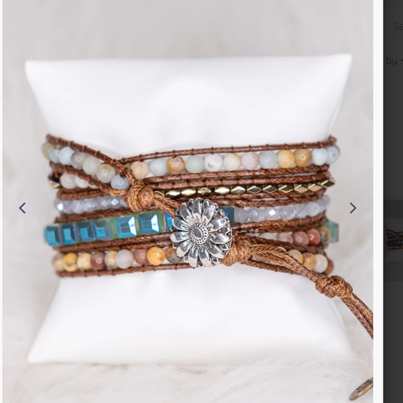 Boho “ Kelly “ Vegan Leather Heart  Bracelet With Stone - Picture 3 of 3